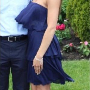 Navy Blue Strapless Dress